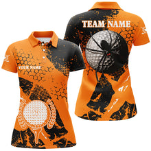 Load image into Gallery viewer, Black & Orange spider golf Womens golf polo shirts custom Halloween golf shirt, ladies golf attire NQS8445