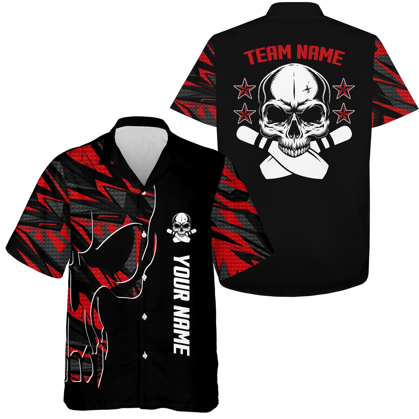 Custom Hawaiian bowling shirt for bowling – personalized team jersey front view