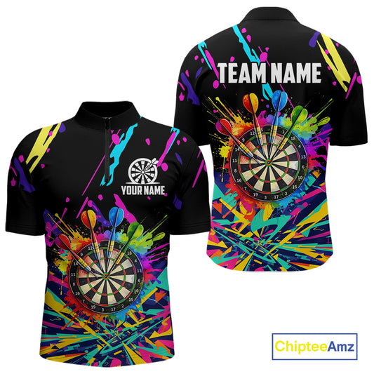 Personalized Colorful Darts Shirt For Men Custom Darts Team Jersey Polo & 1/4 Zip Shirts NQS11374