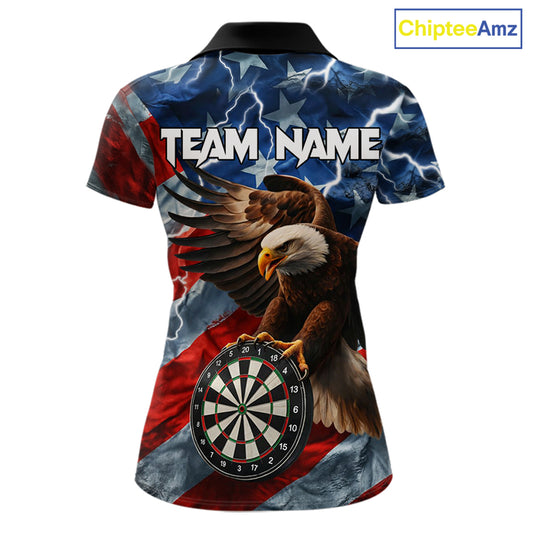 American Flag Eagle Lightning Thunder Dart Shirts For Women Custom Patriotic Dart Team Jerseys NQS11504