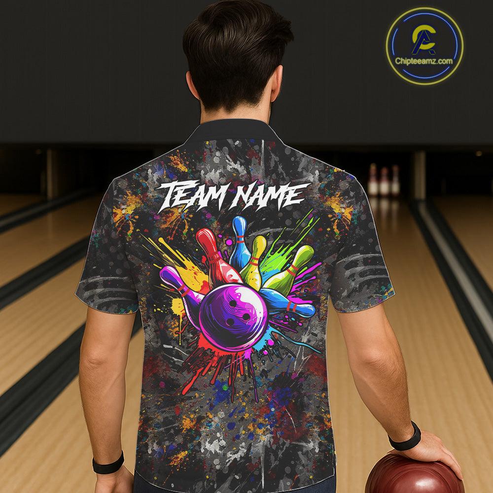 Colorful Skull bowling jerseys Bowling Hawaiian Shirt Custom Bowling Team shirts for bowlers NQS11293