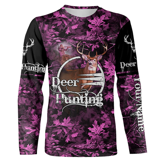 Deer hunting pink camo Custom Name 3D Full Printing hunting shirts, hunting apparel for deer hunter NQS1858