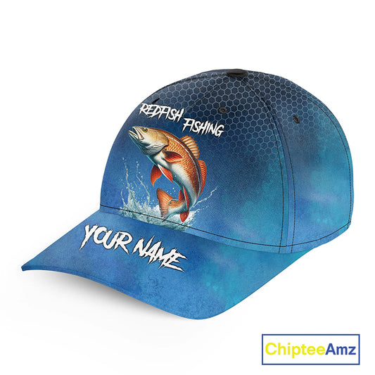 Blue camo Redfish fishing Custom Red Drum fishing hat Unisex Fishing Baseball Angler fishing cap NQS11352