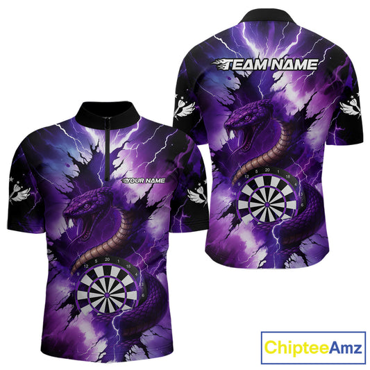 Purple Thunder Lightning Custom Cobra Snake Men Dart Shirts Best Dart Jerseys Dart Team Shirts NQS10693