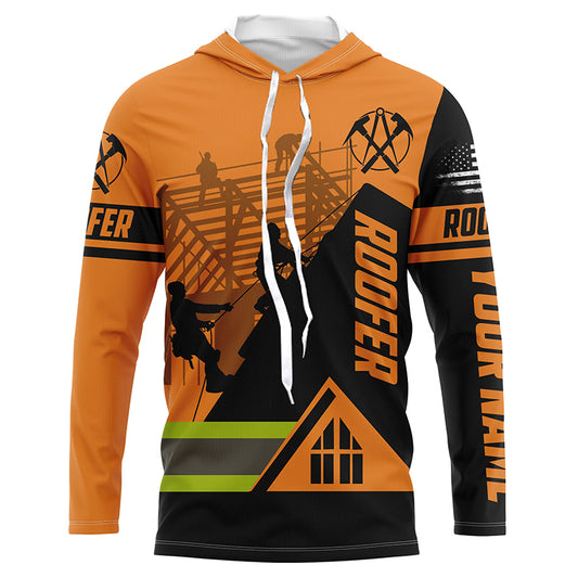 Roofing custom Name UV Protection orange Shirts for Roofer Contractors, Roofing Expert FSD4058