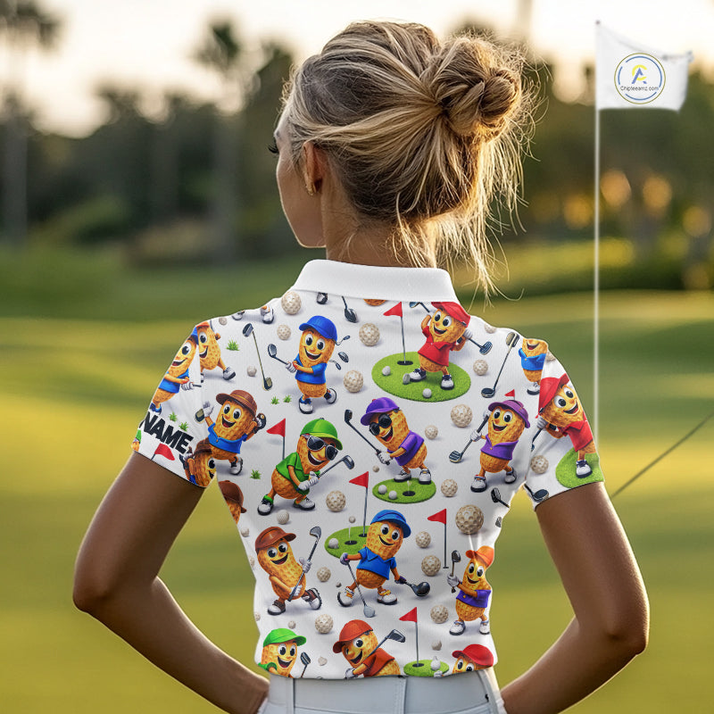 Peanut Golf Polo Shirt For Womens, Funny Peanut Golf Shirt Cool Golf Apparel NHT563