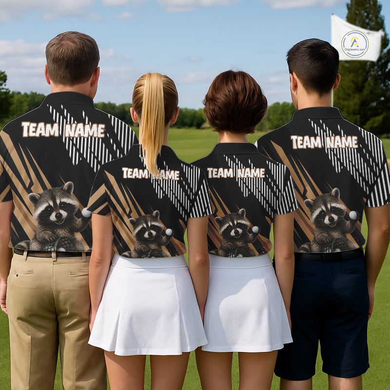 Personalized Raccoon Mens Golf Polo Shirt For Team, Brown Pattern Sport Golf Jersey NHT934