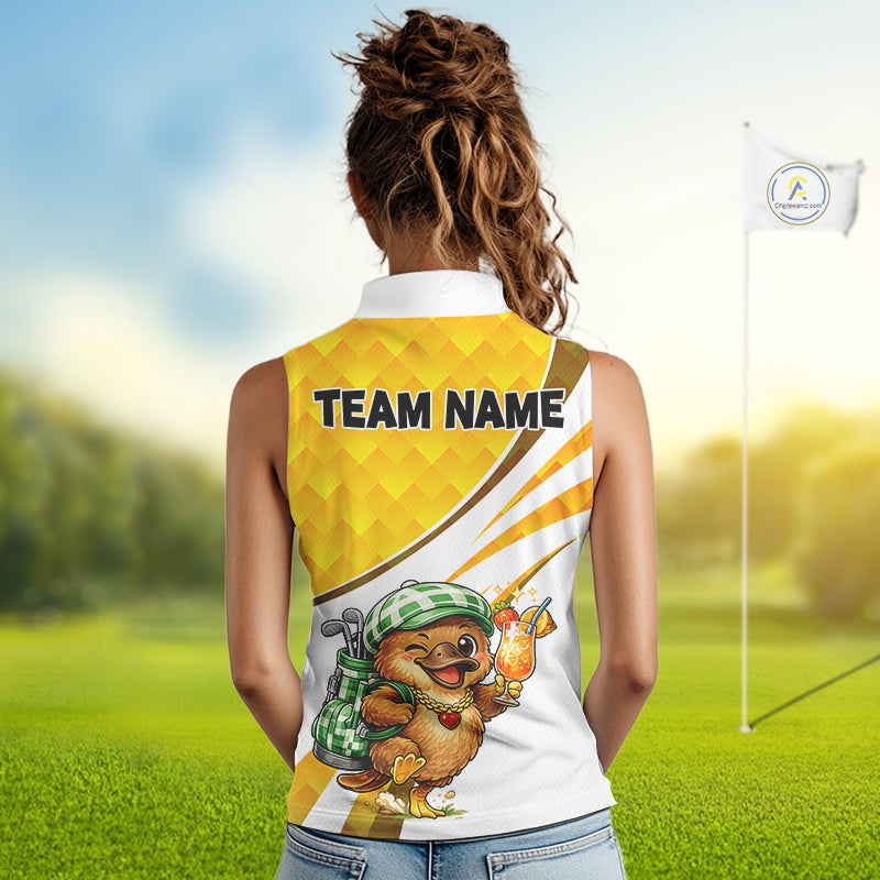 Funny Platypus Womens Sleeveless Golf Polo Shirt, Golf Course Summer Outfit, Sporty Animal Golf Gift NHT573