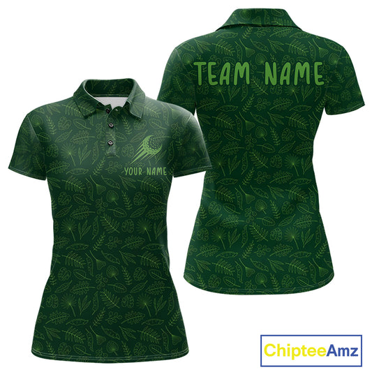 Personalized Green Leaf Golf Polo Shirt For Women