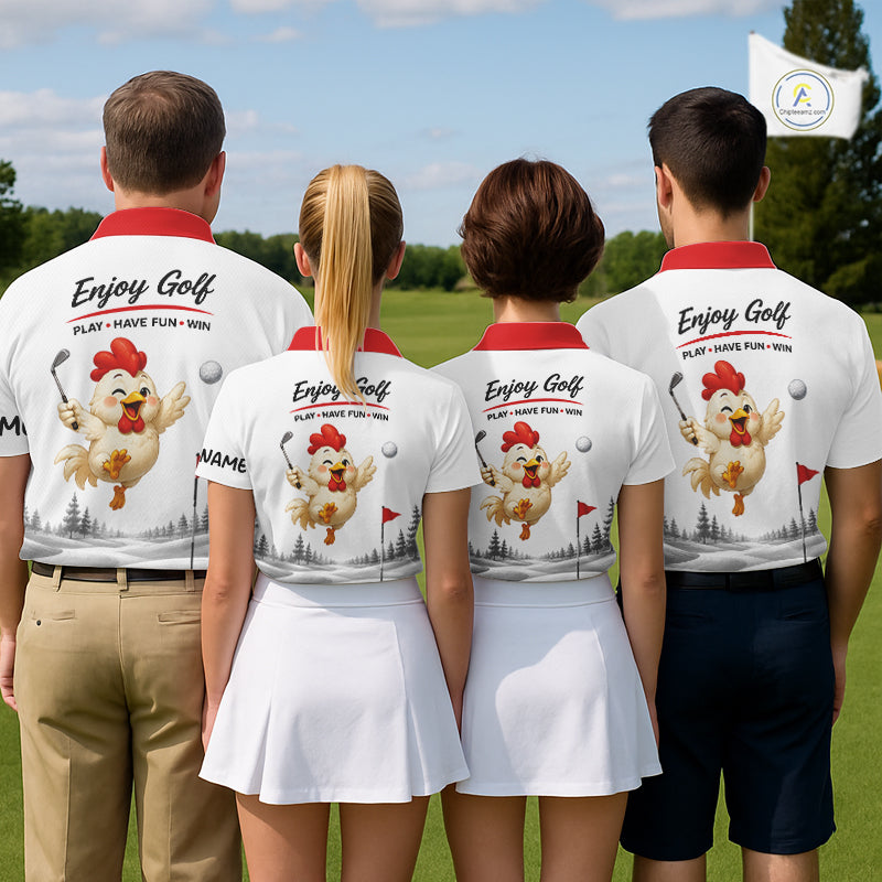 Funny Chicken Golf Polo Shirt Personalized Custom Name Golf Lover Polo For Womens NHT948