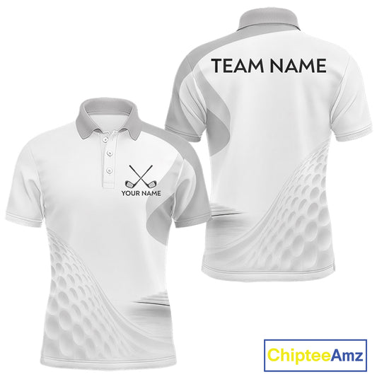 Personalized golf ball polo shirt gray golf pattern custom name golf polo for men