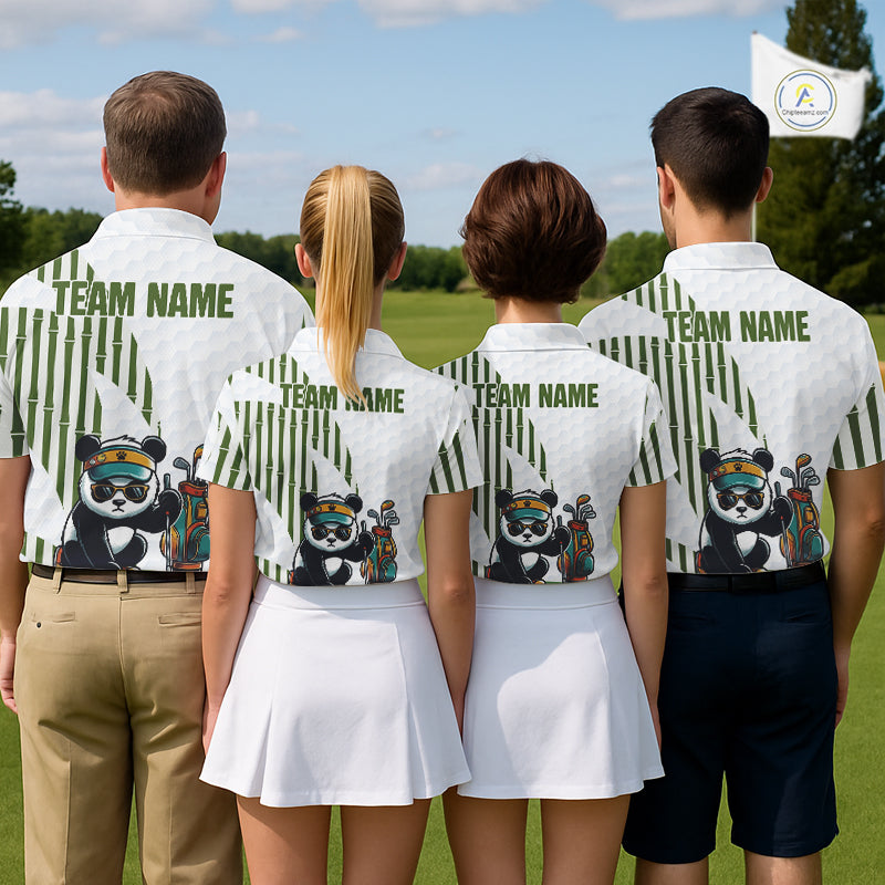 Custom Name Cool Panda Golf Polo Shirt, Funny Bamboo Panda Golfing Apparel NHT956