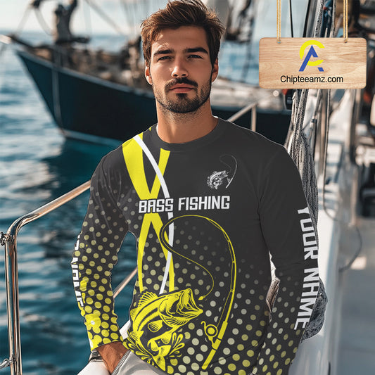 Personalized Bass Fishing Jersey,Bass Fishing Long Sleeve Fishing Tournament Shirts NHT380
