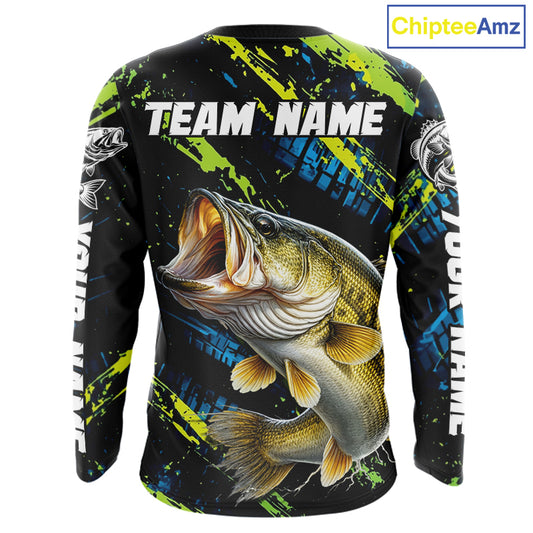 Personalized Bass Fishing Sport Jerseys For Men, Bass Fishing Shirt Long Sleeve NHT494