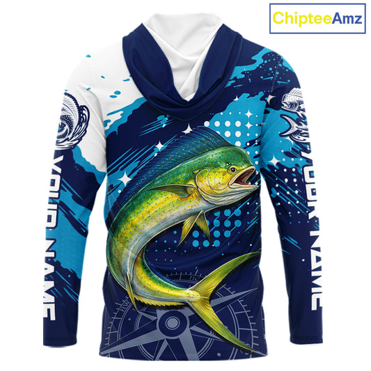 Custom Mahi Mahi Long Sleeve Hooded Fishing Shirts For Men, Design Mahi Mahi Fishing Jerseys NHT633