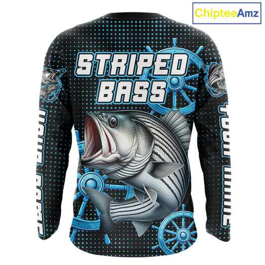 Personalized Striped Bass Fishing Jerseys, Bass Performance Fishing Shirt Custom Name NHT501