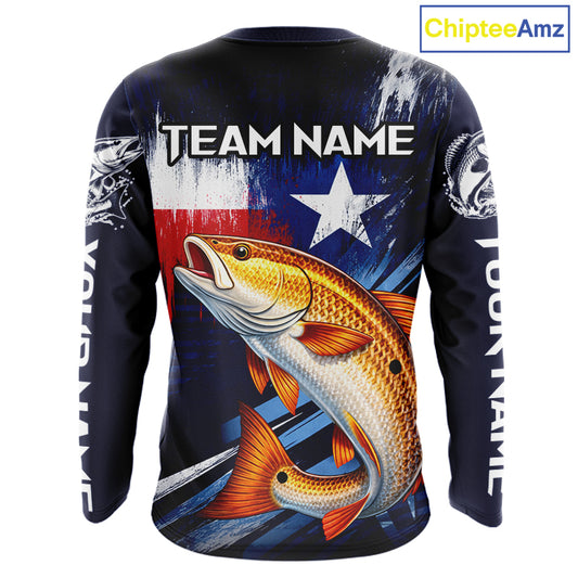 Personalized Redfish Long Sleeve Performance Fishing Shirts, Redfish Custom Texas Fishing Jersey NHT503