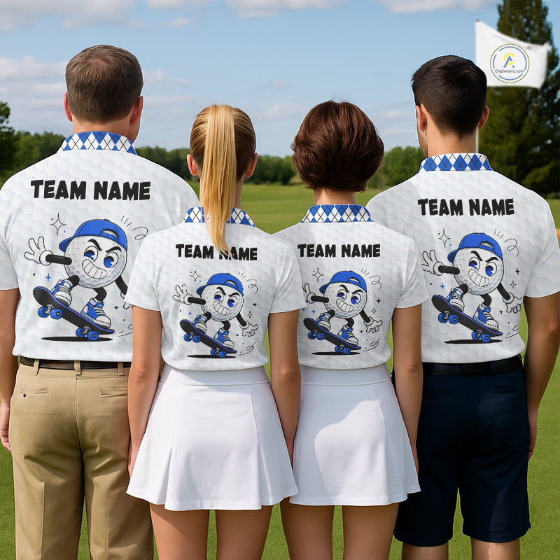 Womens Golf Polo Shirt Argyle Pattern Golf Shirts For Womens Funny Golf Ball Shirt Gifts|Blue NHT862