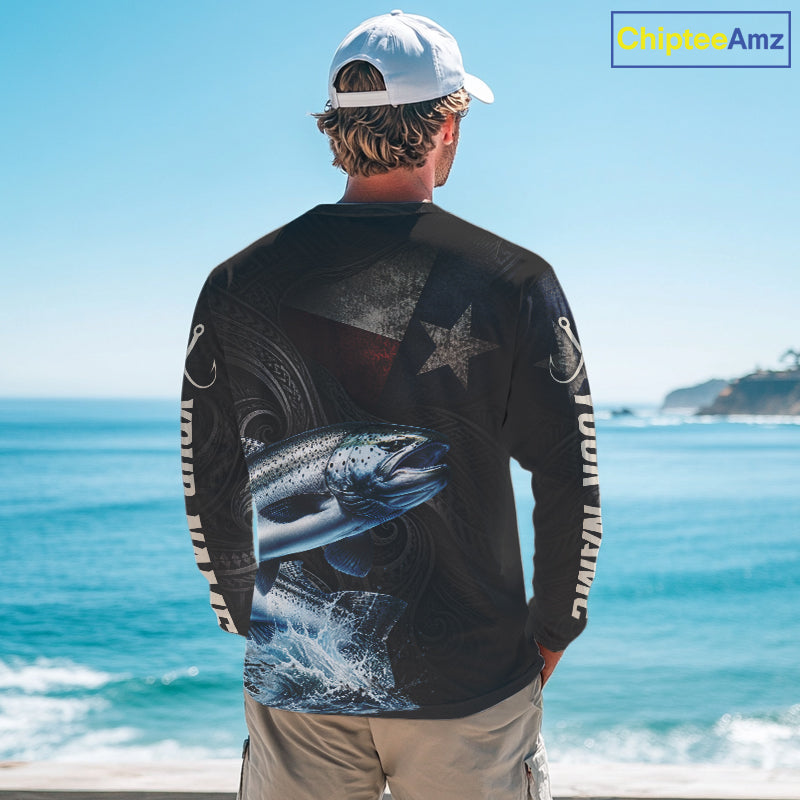 Personalized Texas Chinook Salmon Fishing Shirt – Custom Name Angler Apparel For Fishermen