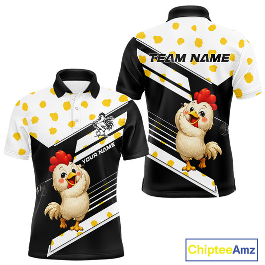 Funny golf polo shirt custom name chicken golf shirt for men