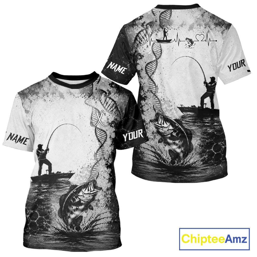 Bass Fishing T - Shirt Fisherman DNA Performance Apparel