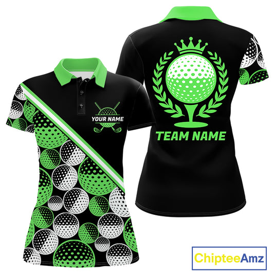 Golf Balls Green Pattern Womens Golf Polo Shirts Custom Golf Apparel For Familly Team Shirt NHT709