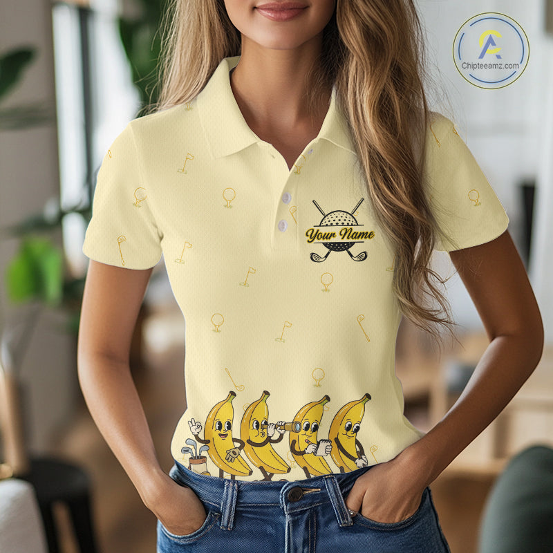 Funny Banana Womens Golf Polo Shirts Team, Womens Golf Jerseys For Golfer, Golf Gifts NHT908