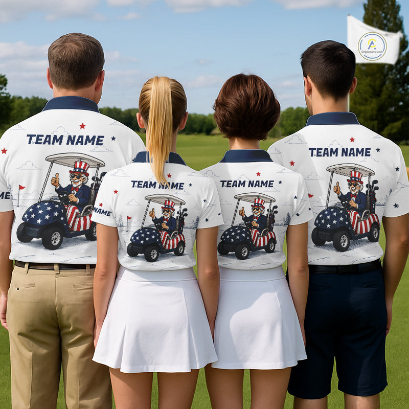 Custom Patriotic Womens Golf Polo Shirt – American Eagle Golf Team Polo With Personalized Name NHT1065