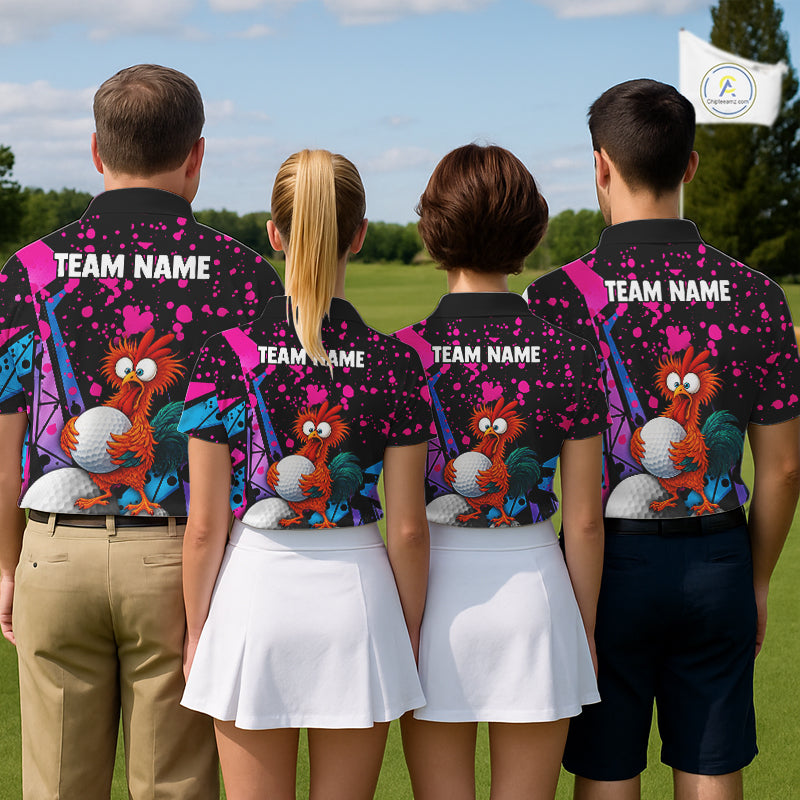 Colorful Funny Chicken Golf Jersey For Womens Golf League Golf Team Shirts NHT953