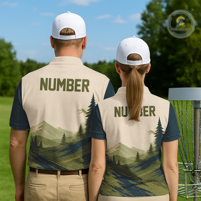 Green Sunset Customized Womens Disc Golf Polo Shirt Number Disc Golf Tops For Women NHT833