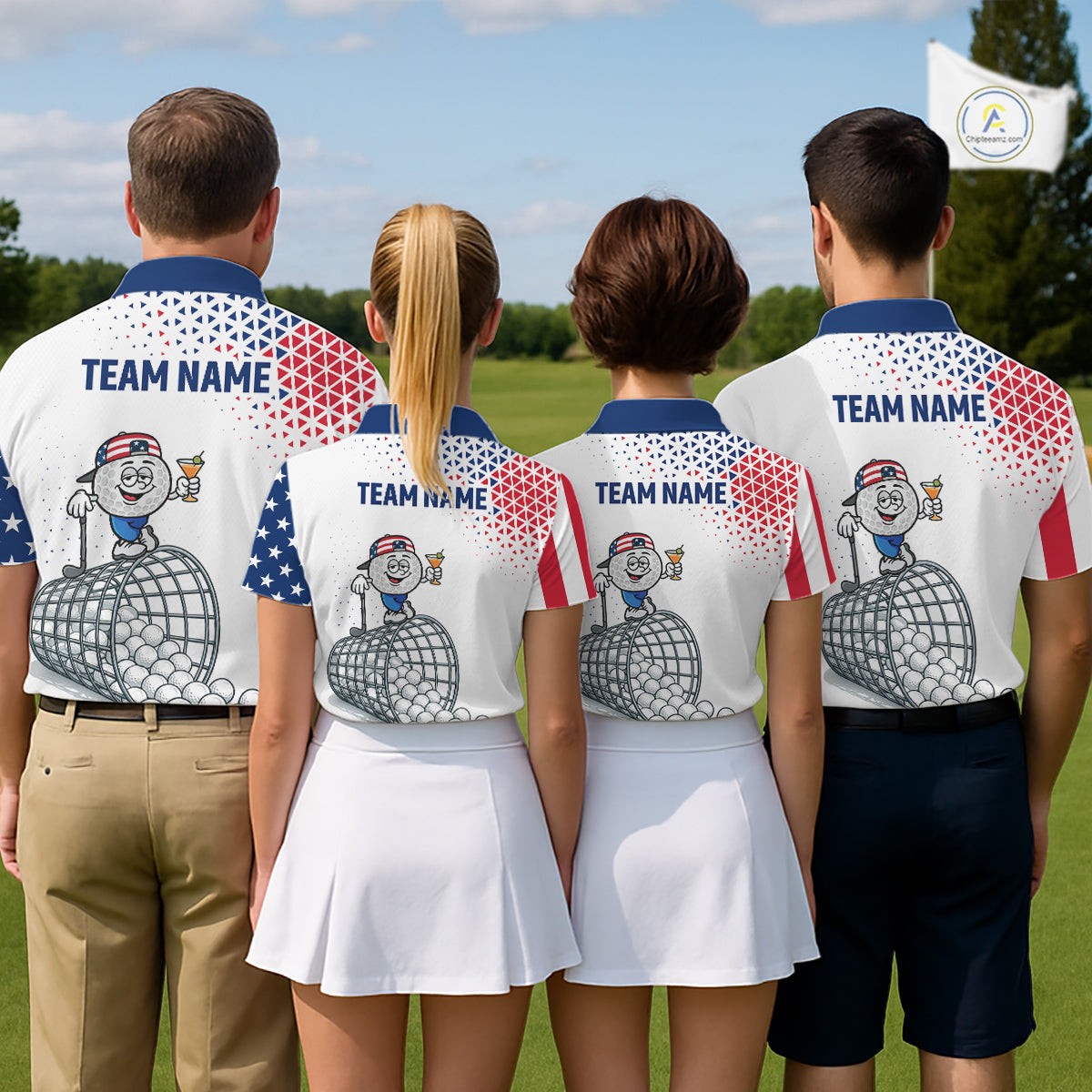 Funny Custom Patriotic Womens Golf Polo Shirt, Personalized Drinking Golf Jersey, Custom Golf Outfit For Family Team Shirt NHT700