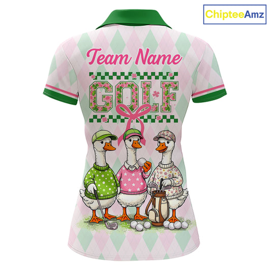 The Duck Family Golf Team Shirt – Personalized Matching Argyle Pattern Polos Golf Shirt For Womens NHT723