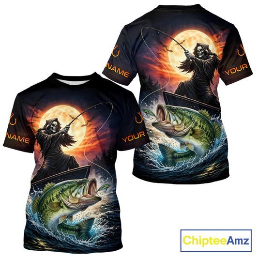 Personalized Fish Reaper Fishing Shirts Jerseys, Fish Reaper Sunset Bass Fishing Shirts T - Shirt NHT829