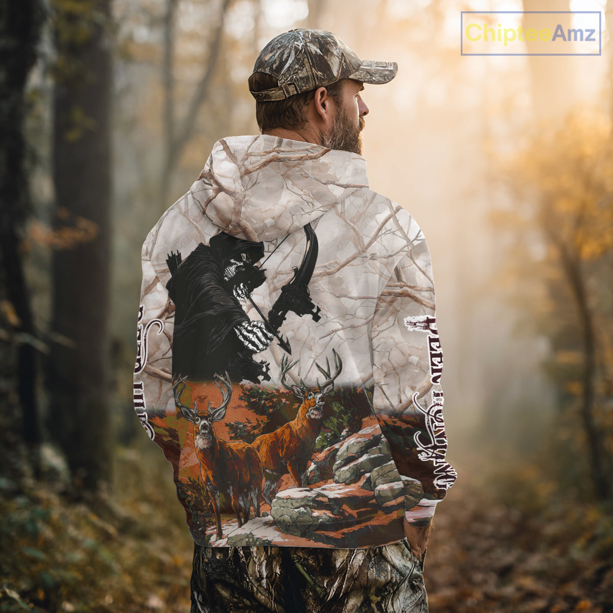 Orange Bowhunting Deer Camouflage Personalized Hunting Bow Grim Reaper Shirt NHT18