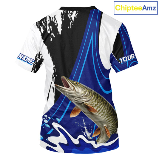 Musky Fishing Jersey Personalized Name Fishing T-Shirts, Angler Tournament Fishing Apparel NHT870