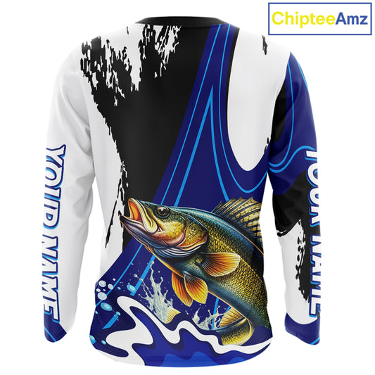 Walleye Fishing Jersey Personalized Name Fishing Shirt, Angler Tournament Fishing Apparel NHT871