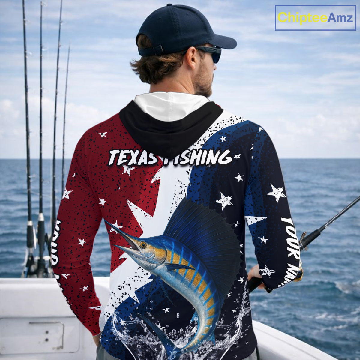 Personalized Texas Flag Sailfish Fishing Shirt Jerseys, Texas Sailfish Fishing Shirts Long Sleeve Hooded For Men NHT763