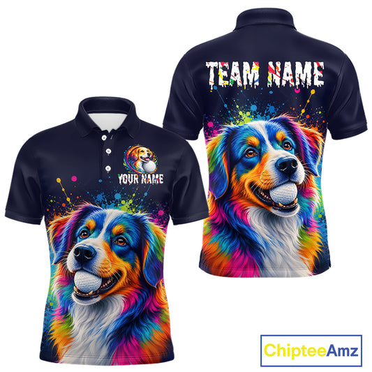 Personalized Australian Shepherd Mens Golf Polo Shirt - Custom Dog Lover Team Name Jersey