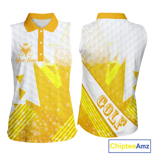 Personalized Womens Sleeveless Golf Shirt Beer Style – Custom Name Polo, Gift For Mom, Golfer Gift Idea NHT672