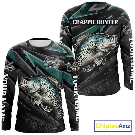 Crappie Custom Long Sleeve Performance Fishing Shirts, Crappie Hunter Fishing Shirt NHT525