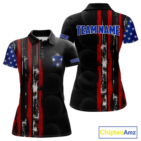 Custom Womens Golf Polo Shirt USA Flag, Golf Family Team Shirt, School Team Golf Shirt, Patriotic Golf Shirt NHT715