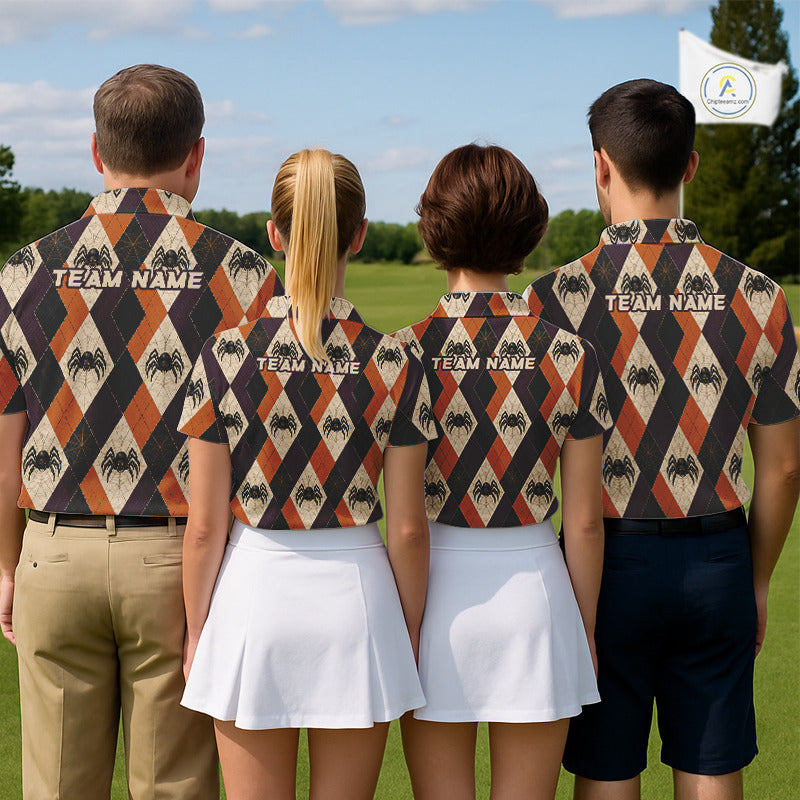 Halloween Spider Men Golf Polo Shirt Custom Name Personalized Team Argyle Golf Jersey NHT1300
