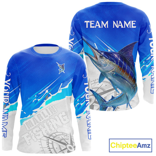 Marlin Fishing Custom Fishing Shirts Long Sleeve For Men, Marlin Saltwater Fishing Shirt NHT643