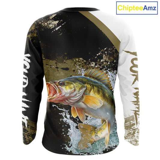Green Camo Custom Walleye Fishing Shirts Long Sleeve, Walleye Fishing Jerseys NBT413