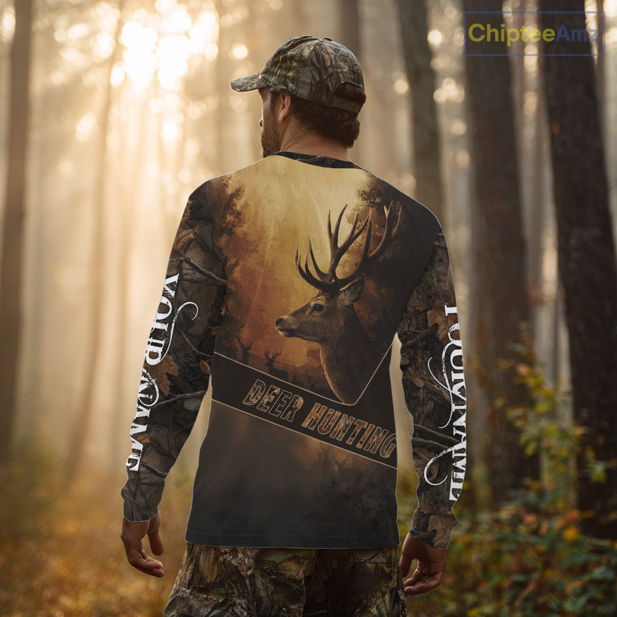 Brown Camo Deer Hunting All Over Printing Shirt with Big Buck - Hunting Clothes for Men NBT50