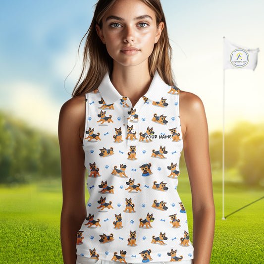 Womens Golf Polo Shirt Custom Funny German Shepherd Dog Team Womens Golf Top, Dog Lover Gift NBT541