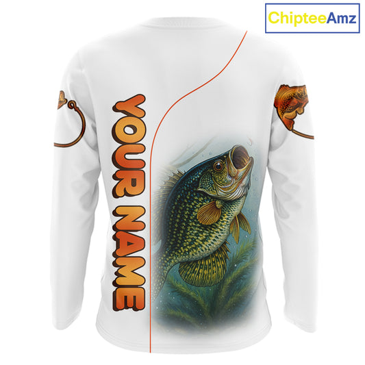 Crappie Fishing White Fishing Team Crappie Custom Name Long Sleeve UV Protection Fishing Shirts NBT550