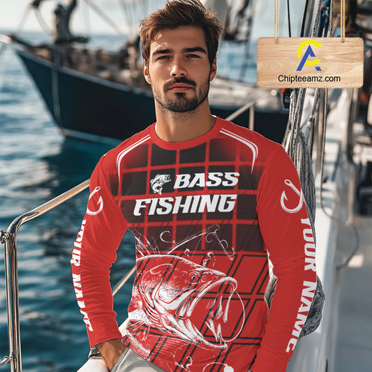 Largemouth Bass Fishing Shirts Long Sleeve Bass Fishing Tournament Jerseys, Fishing Gifts NBT356