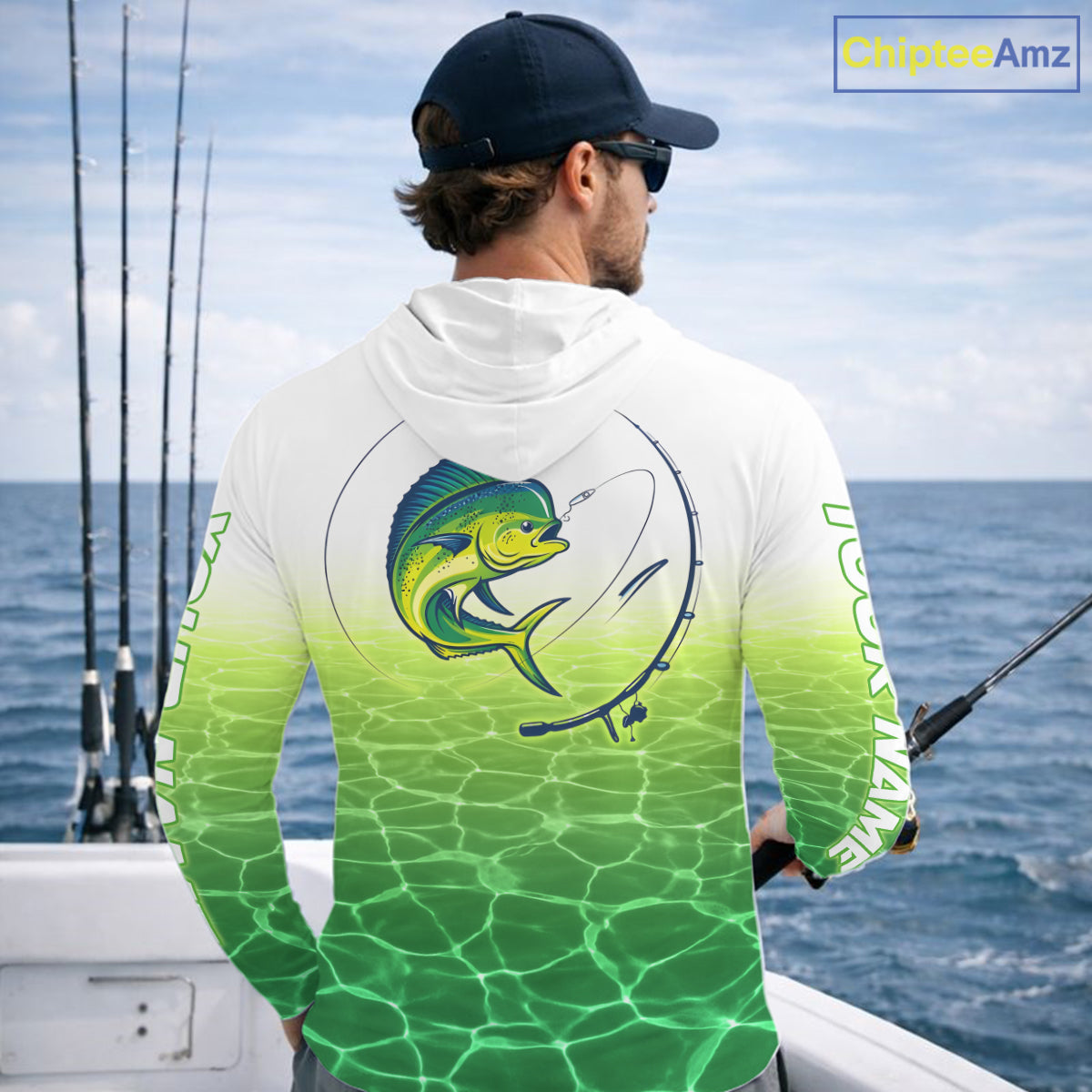 Custom Mahi Mahi Fishing Long Sleeve Hooded Performance Fishing Shirts, Mahi Mahi Saltwater Fishing Shirt NBT621