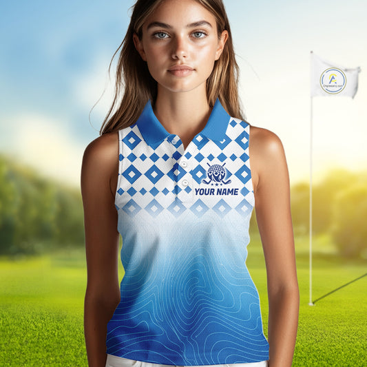 Personalized Green Sleeveless Golf Polos Shirts For Women Custom Golf Ball Women Golf Tops NBT535